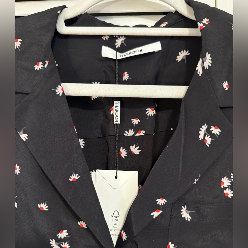 π Thakoon Black Daisy Print Crop Top - L - Picture 4 of 11